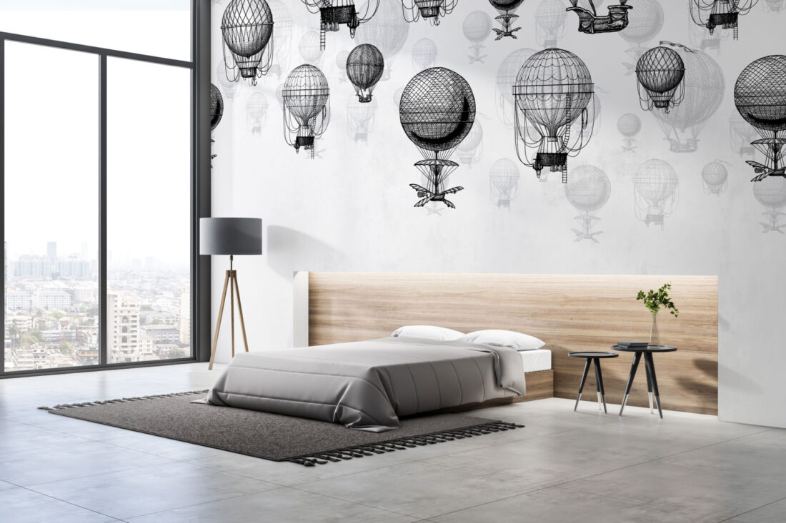 Carta da parati "Balloon Pattern" – Mongolfiere vintage disegnate a mano | Muraia Studio