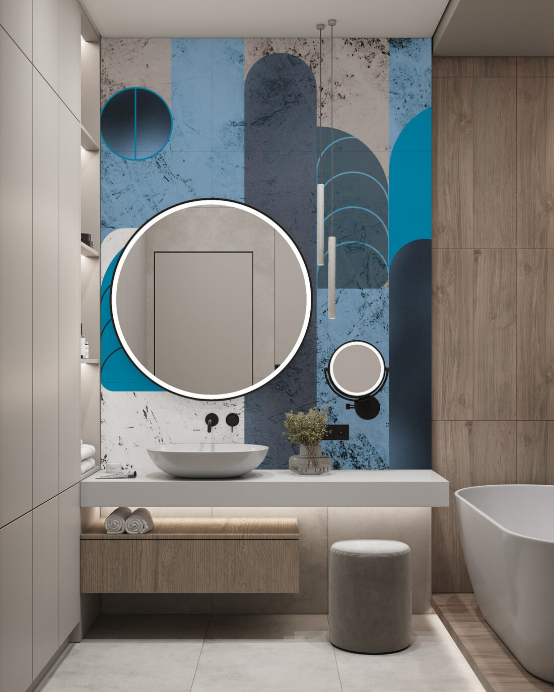 Panel Geometric Abstract MB260PH in Bagno – Eleganza e Contrasti di Colore