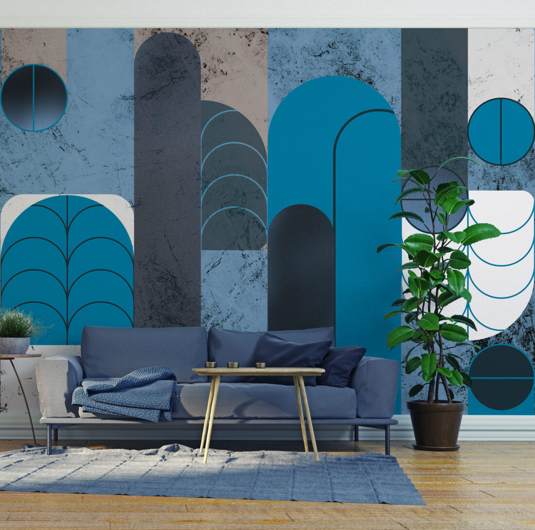 Render "Geometric Abstract" - Carta da parati geometrica per salotti moderni