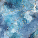 Tavola "Mar Bleu" - Carta da parati effetto marmo blu con dettagli unici