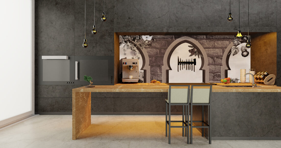 Panel Archways MB254PH in Cucina – Archi Antichi e Paesaggio Naturale in Seppia