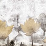 Panel Linea Prime Grungy (MA280PH) – Foglie autunnali su cemento con sfumature dorate
