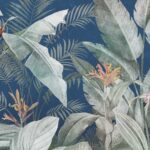 Tavola Panel Indigo Garden - Eleganza Tropicale su Sfondo Vibrante