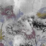 Panel Linea Prime Silkscreen (MA281PH) – Fiori in bianco e nero e accenti colorati su sfondo grunge