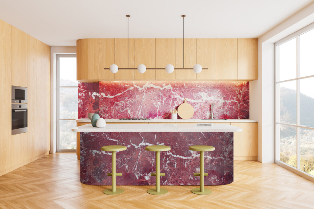 Panel Linea Light Levanto - Marmo Rosso Retroilluminato per Cucine Eleganti