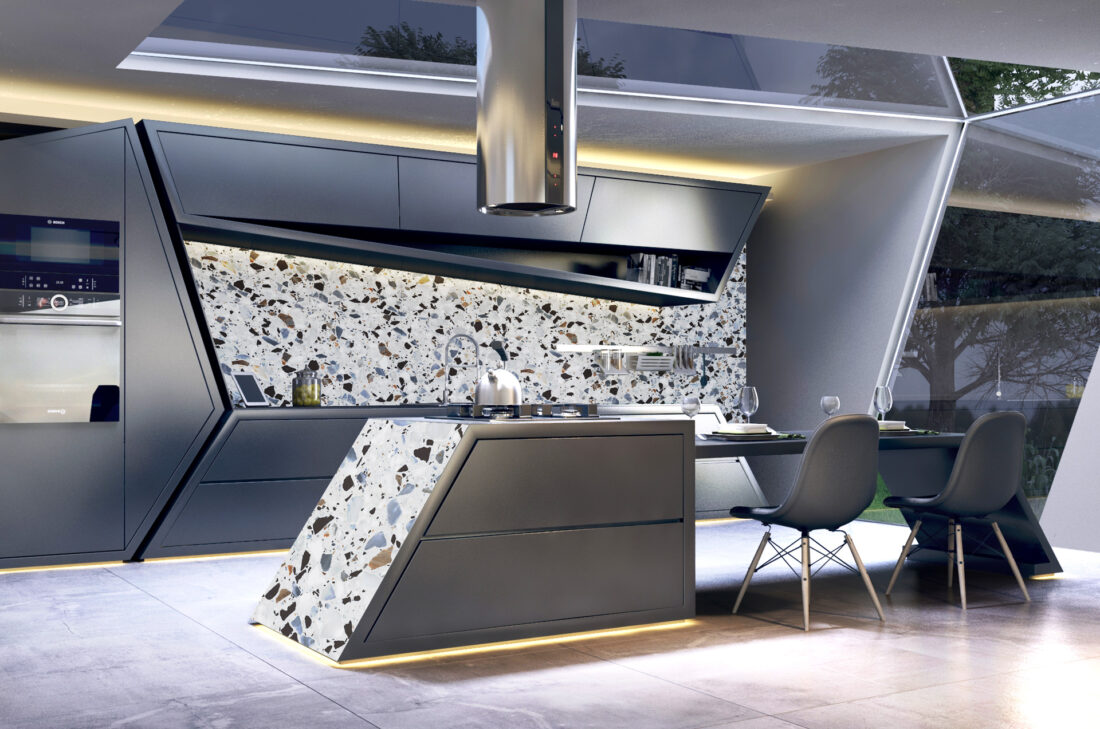 Panel Linea Light Terrazzo Confetti - Marmo con Frammenti Colorati Retroilluminati