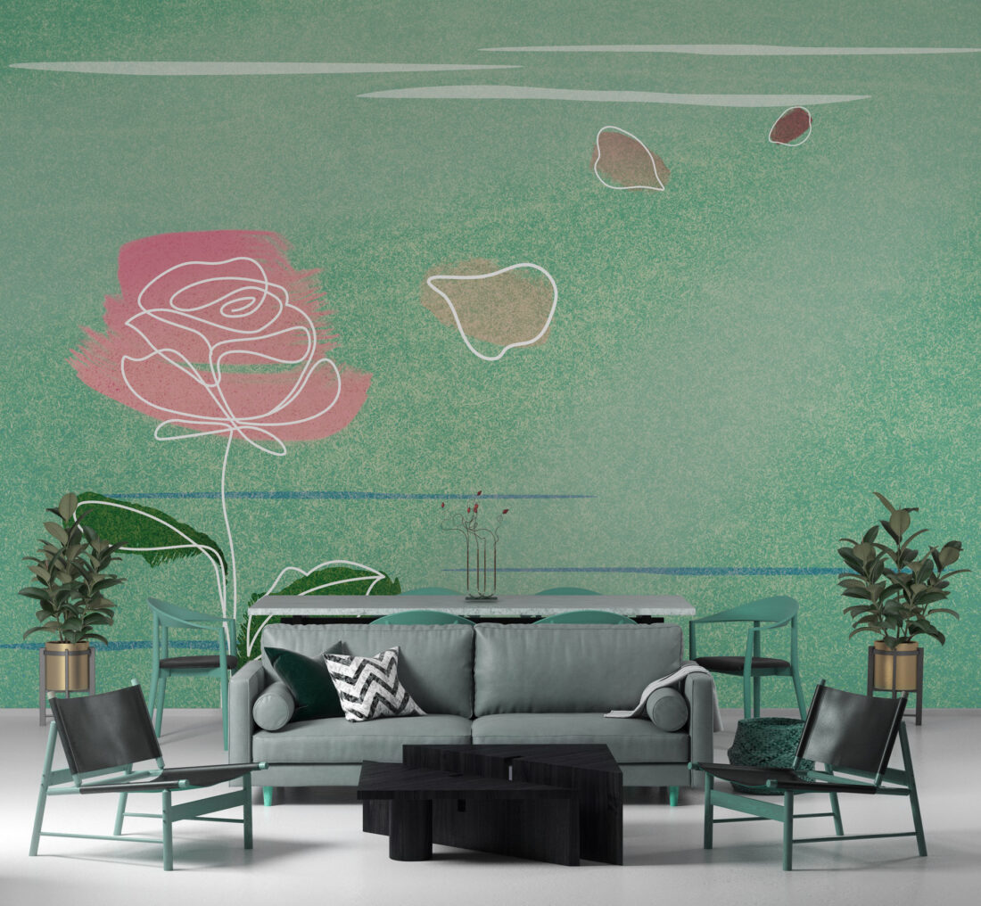 Render "Rose" - Carta da parati per sale da pranzo moderne ed eleganti