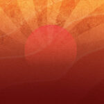 Tavola "Tramonto Rosso" - Carta da parati con alba giapponese e golden hour