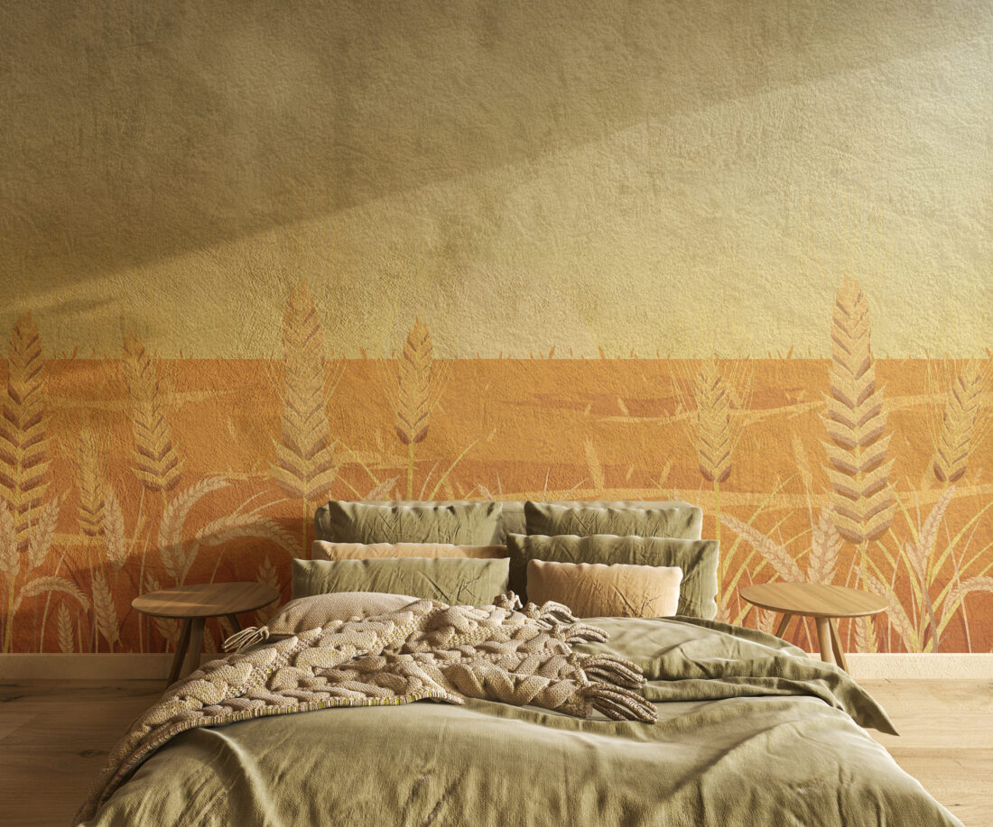 Render "Wheat Ear" - Carta da parati con spighe di grano per camere da letto bohemien