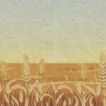 Tavola "Wheat Ear" - Carta da parati con spighe di grano e paesaggio rurale