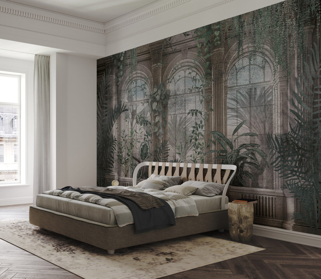 Render "Greenhouse" - Carta da parati architettonica per camere da letto moderne