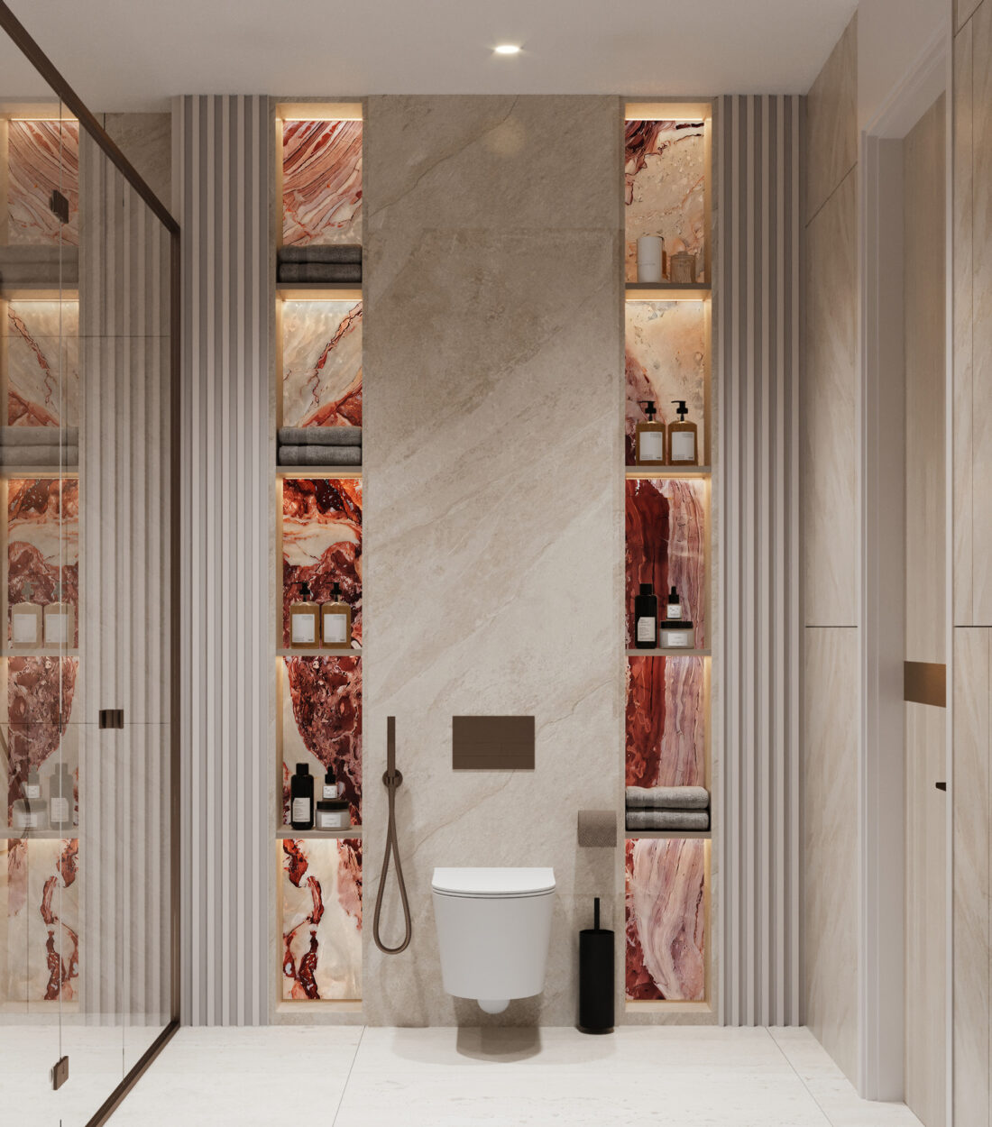 Panel Linea Light Red Arabescato Orobico - Marmo Retroilluminato per Design Raffinato