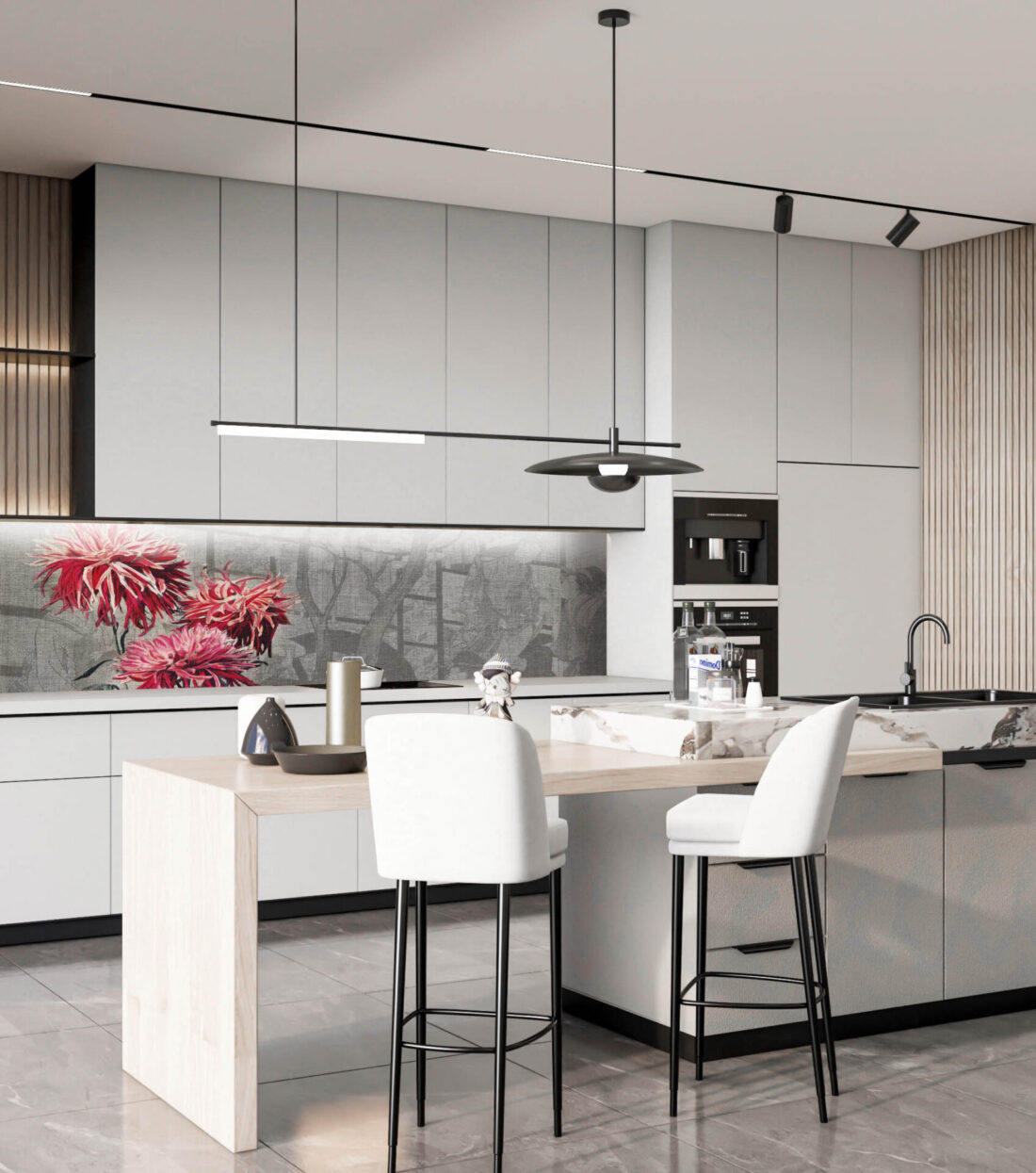 Panel Eastern Flower in Cucina - Tradizione Giapponese in Design Moderno