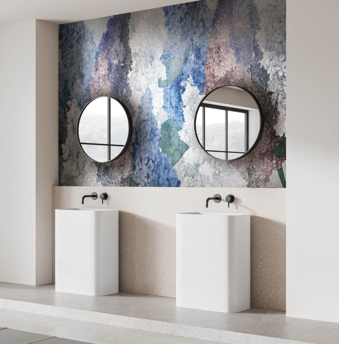 Panel Lilac in Bagno - Eleganza Floreale in un Ambiente Minimal