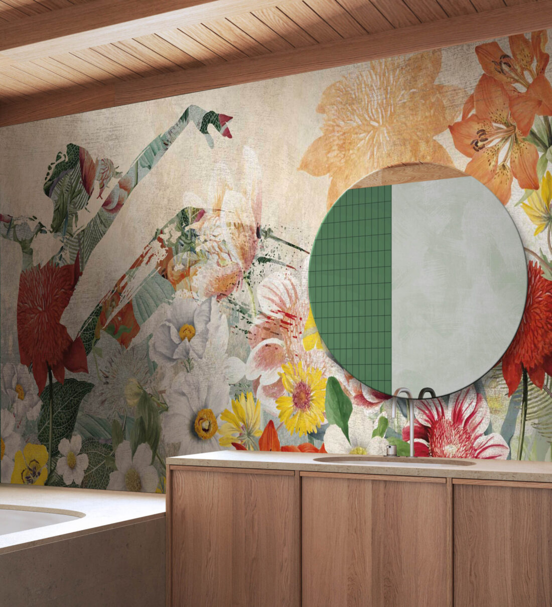 Panel Mother Nature in Bagno - Un’Opera Floreale di Design