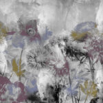 Tavola "Silk Screen" - Carta da parati grunge con fiori e tocchi di colore