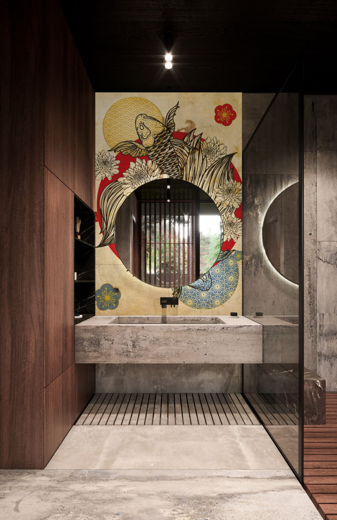 Panel Linea Prime KOI (MB263PH) – Elemento decorativo giapponese in bagno di design