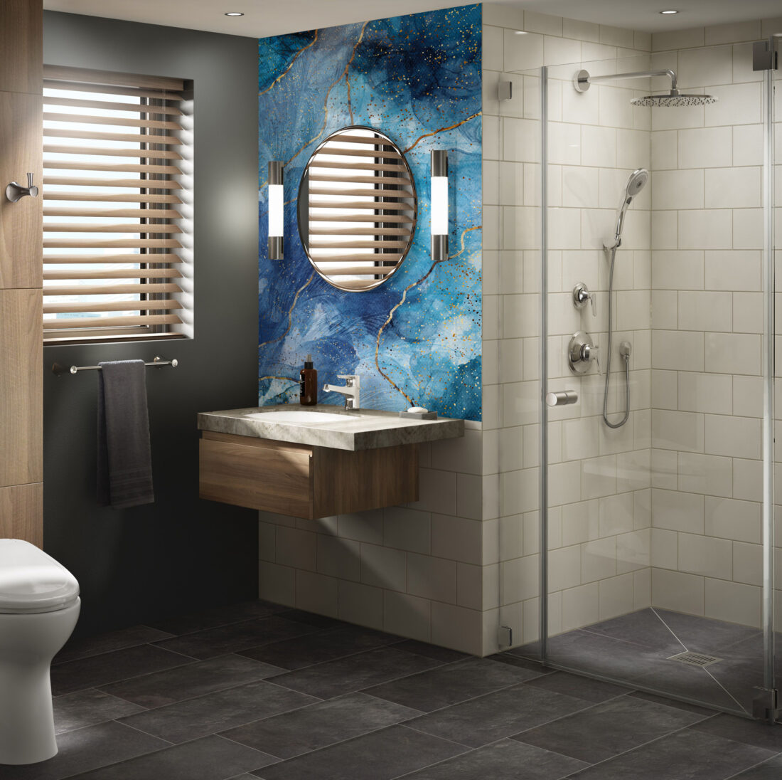 Panel Linea Prime MarBleu (MB264PH) – Design elegante in marmo blu per il tuo bagno