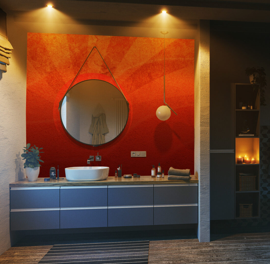 Tramonto Rosso MB272PH – Panel con sole rosso per bagno elegante e moderno